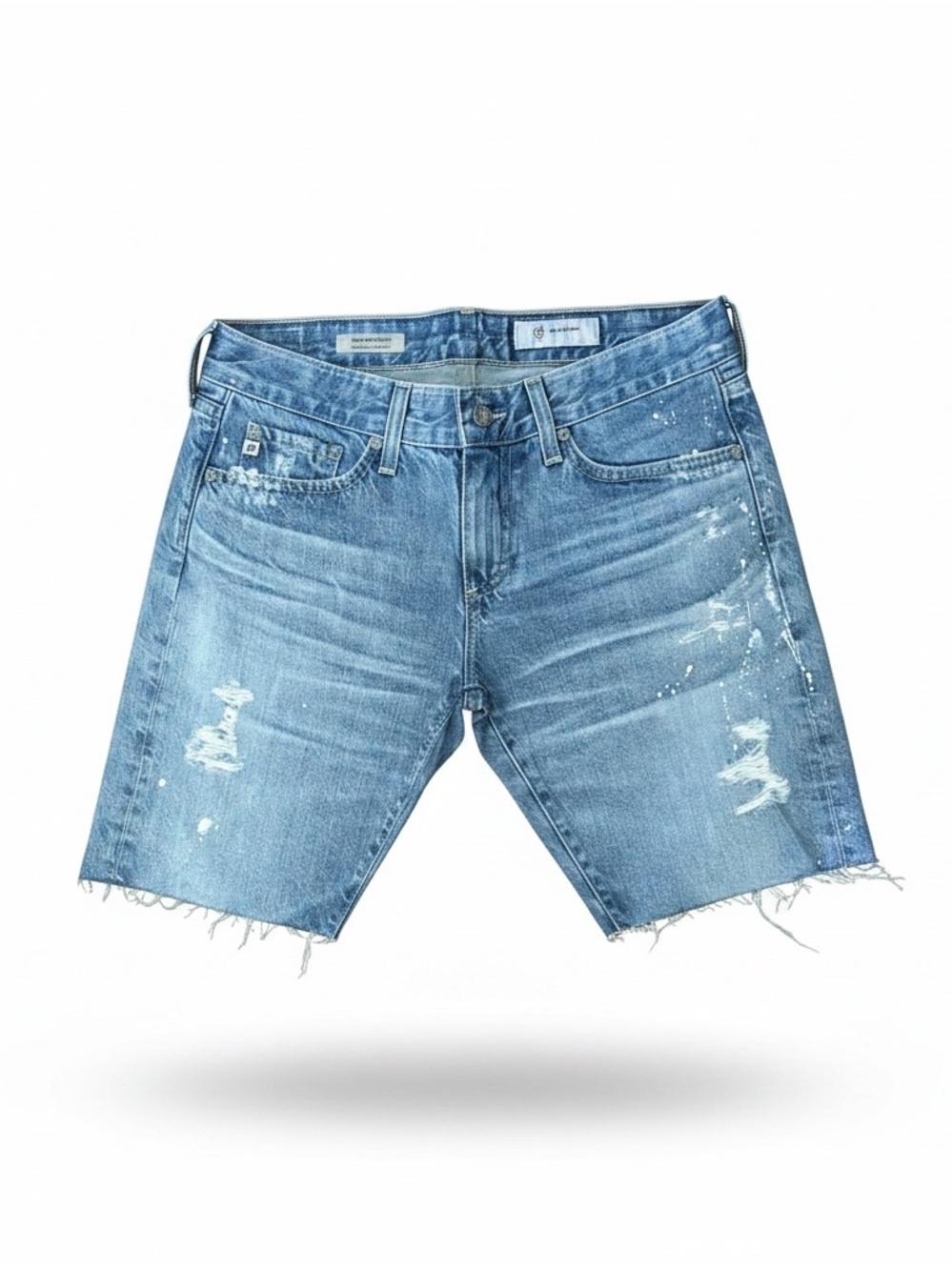 Agolde Light Blue Distressed Denim Shorts